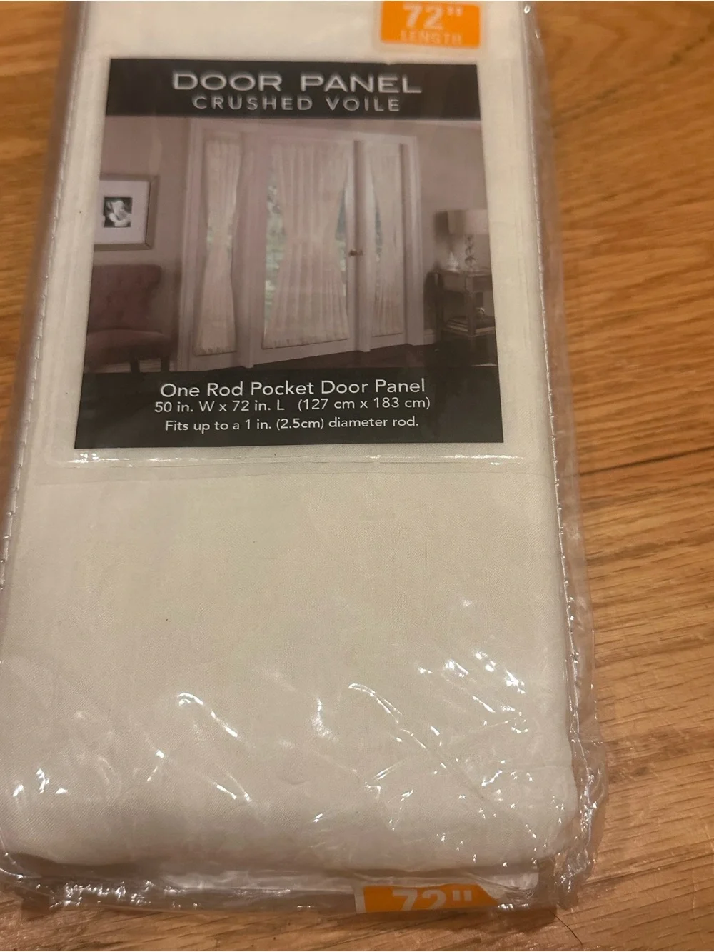 Crushed Voile Ivory one rod pocket door panel curtain